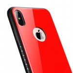 Wholesale iPhone XS / X Design Tempered Glass Hybrid Case (Red)